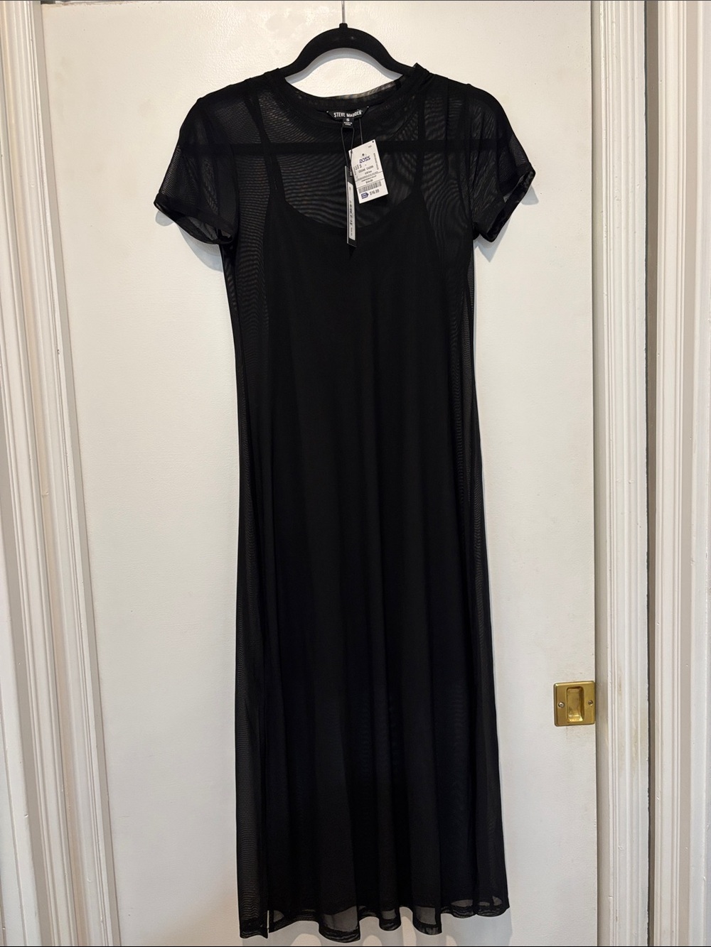 Steve Madden Sheer Black Mesh Layered Dress with Slip